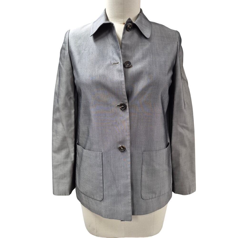 Vtg 90s Y2k Michael Kors Bergdorf Goodman 100% Silk Suit Steel Womens Sz 8